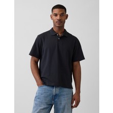 Gap Erkek Siyah Relaxed Pique Polo T-Shirt