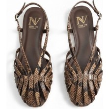 Ne&Ve Shoes Kahve Yılan Biye Kadın Günlük Sandalet