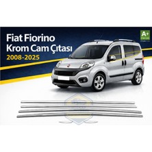 Otokap Universal Fiat Fiorino 2007-2025 Krom Cam Çıtası Seti Parlak Paslanmaz