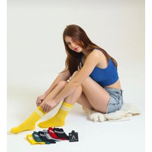 Aygan Store Unisex Kolej Çizgili 6 Çift Renkli (Özel Kutulu) Çorap