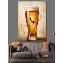 Artmeg Içi Insan Figürlü Bira Bardağı Dekoratif Kanvas - Mdf Ahşap Tablo