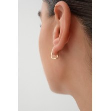 Arpaş 14 Ayar Oval Altın Halka Küpe
