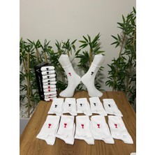 Aygan Store 10 Çift Unisex Renkli Kaligrafi Desenli Spor Çorap Beyaz Kolej Çoraplar 10 Adet