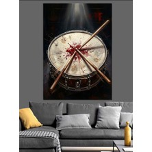 Artmeg Kanlı Bateri ve Müzik Dramı Dekoratif Kanvas - Mdf Ahşap Tablo