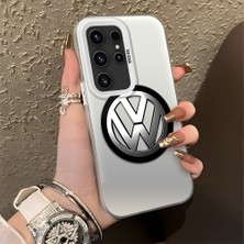 HONTINGA Samsung Galaxy S23 Ultra ile Uyumlu Kılıfı Silikon Kenar Sert Arka Düşüme Önleyici Basitlik Anti Düşme Kamera Korumali Volkswagen Desen Telefon Kılıfı Kadın ve Erkek Için Uygundur K1-1119