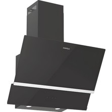 Hafele Luce Siyah Duvar Tipi Davlumbaz Eğimli Camlı Alüminyum Filtre ile 60 cm Genişlik