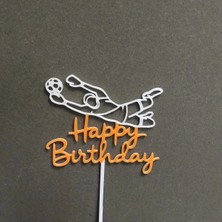 Liya3D Futbolcu Temalı Happy Birthday Pasta Süsü 17 cm – 3D Baskı Pla Sağlığa Zararsız Cake Topper B