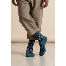 Bony Socks Ekose Zımbalı Yeşil Çocuk Soket Çorap