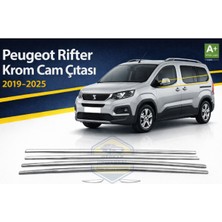 Otokap Universal Peugeot Rifter 2019-2025 Krom Cam Çıtası Seti 2 Li Parlak Paslanmaz