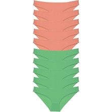 Die Grup 10 Adet Eko Set Likralı Kadın Slip Külot Pudra Yeşil