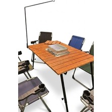 Çadır Dünyası Xl Mangallı Gürgen Masa Seti - 85X135 cm Katlanabilir Doğal Ahşap Masa, Ayarlanabilir Ayaklı, Askı Aparatı ve Lambası Hediye!
