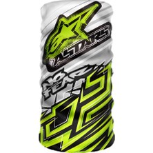 Crown Micro Neon Yeşil Alpinestars Logolu Çok Amaçlı Bandana Boyunluk Maske Motorcu Buff No Fear Kask Balaklava