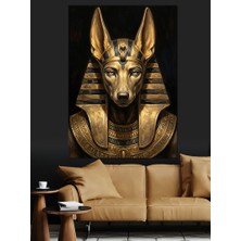 Tablomega Altın Zırhlı Anubis Mısır Tanrısı Dekoratif Kanvas - Mdf Ahşap Tablo