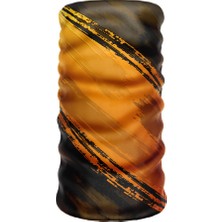 Crown Micro Turuncu Siyah Fırça Darbesi Desenli Çok Amaçlı Bandana Boyunluk Maske Motorcu Buff Balaklava