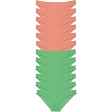 Die Grup 12 Adet Eko Set Likralı Kadın Slip Külot Pudra Yeşil