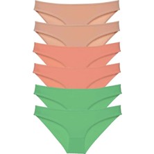 Die Grup 6 Adet Süper Eko Set Likralı Kadın Slip Külot Ten Pudra Yeşil