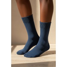 Bony Socks Kadın Örgü Desenli Soket Çorap Lacivert
