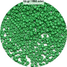 Die Grup Opak Yeşil Renk 4 mm Yaklaşık 660 Adet / 60 Gram Cam Boncuk Oya Yazma Bileklik ve Kolye