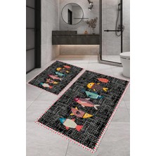 Eliana Home Dijital Baskı  2'li Banyo Paspas  Takımı RVG5-SM202  100X60+60X50 cm