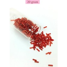 Die Grup Uzun Boru Kesme Boncuk Çap 2mm Uzunluk 10 mm - 20 Gram - Şeffaf Kırmızı - BNC260