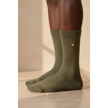 Bony Socks Erkek Zımbalı Derbi Soket Çorap Haki