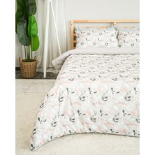 Rasel Tekstil Leaf  Pamuklu Çift Kişilik Turkuaz Nevresim Seti Lastikli Çarşaflı  200X220 cm