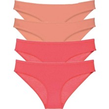 Die Grup 4 Adet Eko Set Likralı Kadın Slip Külot Pudra Fuşya