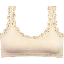 Die Grup Dantel Nakış Işlemeli Pedli Bambu Kadın Büstiyer Krem