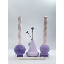 Magg Home 6 Parça Roma Sütun Beton Şamdan Seti ( 2 Parça Italyan Burgu Mum Dahil ) (Çiçek Dahil Değildir)