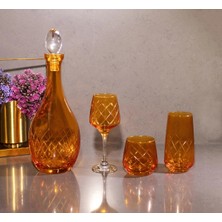 Sudeka 37 Parça 12 Kişilik El Dekor Renkli Kristal Kesme Cam Su Takımı