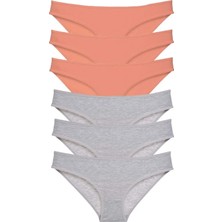 Die Grup 6 Adet Süper Eko Set Likralı Kadın Slip Külot Pudra Gri