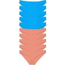 Die Grup 10 Adet Süper Eko Set Likralı Kadın Slip Pudra Mavi