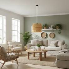 Rattam Katkat Doğal Hasır Avize | 30X35 cm El Yapımı Tasarım Sarkıt