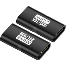 Livx 80GBPS Usb-C Dişi - Dişi Adaptör, 240W Pd3.1 Hızlı Şarj, 16K@60Hz Görüntü Aktarımı, Alüminyum Alaşımlı Tip-C Dişi Konnektör Uzatıcı - Siyah Otgff