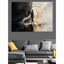 Artmeg Karanlık Ormanda Işıklı Silüet Sanatı Dekoratif Kanvas - Mdf Ahşap Tablo