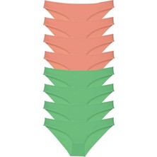 Die Grup 8 Adet Eko Set Likralı Kadın Slip Külot Pudra Yeşil