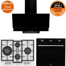 Afm Tech ve Ferre Marka Uq 8 Prog. Turbolu Siyah Dijital Ankastre Set (ED076-WFA WOK+FM7700+FM3250)