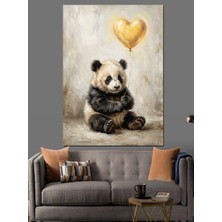 Artmeg Sarı Balon Tutan Yavru Panda Dekoratif Kanvas - Mdf Ahşap Tablo