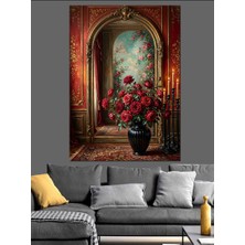 Artmeg Güllerle Çevrili Antik Oda Kapısı Dekoratif Kanvas - Mdf Ahşap Tablo