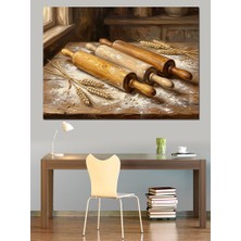 Artmeg Masada Ahşap Merdane ve Un Dekoratif Kanvas - Mdf Ahşap Tablo