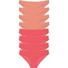 Die Grup 8 Adet Eko Set Likralı Kadın Slip Külot Pudra Fuşya