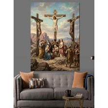 Artmeg Isa Mesih'in Çarmıha Geriliş Sahnesi Dekoratif Kanvas - Mdf Ahşap Tablo