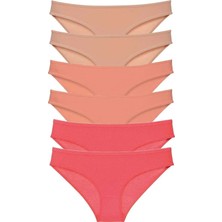 Die Grup 6 Adet Süper Eko Set Likralı Kadın Slip Külot Ten Pudra Fuşya