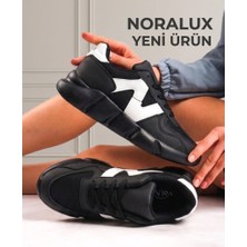 Romex NORALUX Kadın Günlük Sneaker Siyah Beyaz Ortopedik Taban Detaylı Spor Ayakkabı