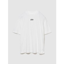 Gap Kadın Beyaz Organik Pamuk Vintagesoft Athletic Logo Tunik T-Shirt