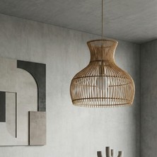 Rattam Eclipse Doğal Rattan Sarkıt Avize - 35X30CM Tel Iskeletli El Örgüsü - Modern ve Estetik Aydınlatma