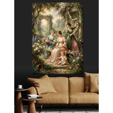 Artmeg Klasik Bahçede Çay Içen Kadınlar Dekoratif Kanvas - Mdf Ahşap Tablo