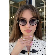 Macerati Edda Noir Kadın Cat Eye  Trend Ultra Hafif UV400 Filtreli Siyah Güneş Gözlüğü