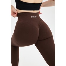 Gymhams Venüs-V Shape Serisi Kahve Kalçası Büzgülü Yüksek Bel Kalça Şekillendirici Push Up Kadın Spor Tayt