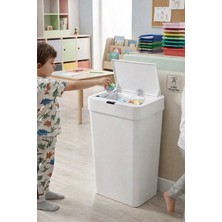 Begin Power 50 Litre Kızıl Ötesi Sensörlü Otomatik Çöp Kovası Ofis Mutfak Banyo Antibakteriyel Çöp Kovası Beyaz